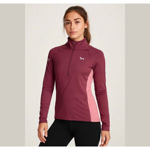 Victoria's Secret VS PINK Dog Logo 3/4 zipper Sweater sport top workout Y2K Sz L